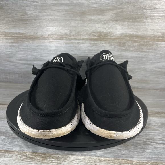 Hey Dude Men's Wally Slub Black Canvas Sneakers Size 12 - Picture 2 of 8